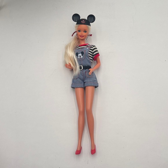 Vintage 1996 Disney Mickey Mouse Barbie Doll Overalls Mickey Ear Hat Shoes  Accs - Picture 10 of 10
